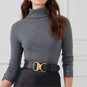 J. McLaughlin Ribbed Charcoal Turtleneck Sweater
